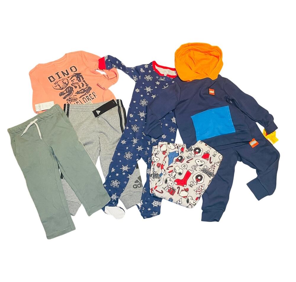 NWT Boys 24M 2T Clothing Lot Adidas LEGO Pajamas Pants Shirts Hoodie Bundle